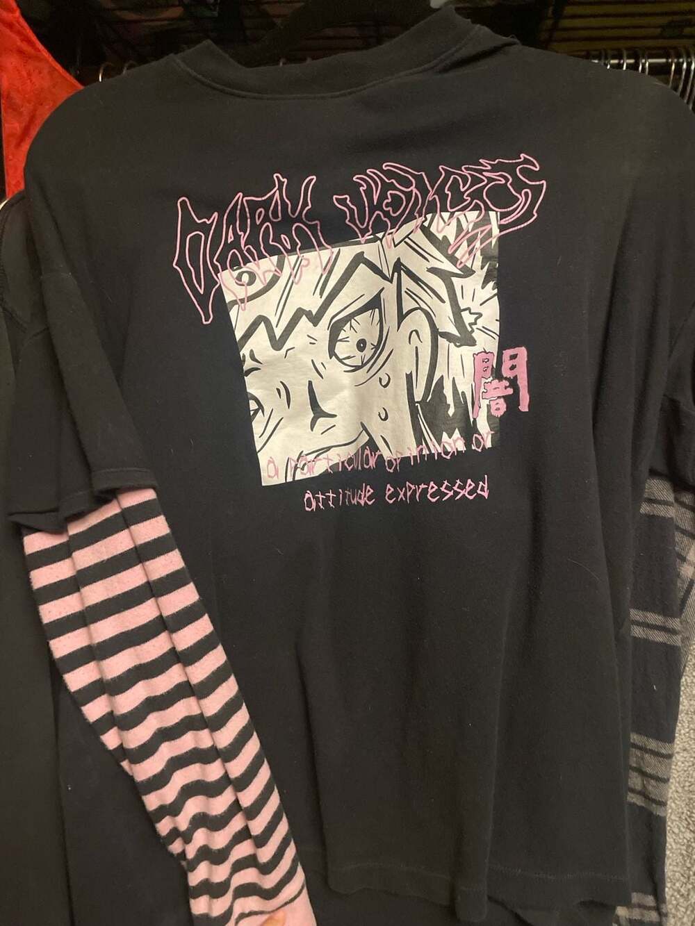 Vitriol Bixie Dark Voices Black & Pink Layered Long Sleeve T-Shirt